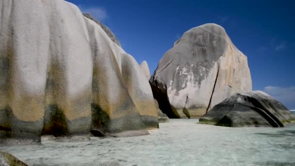 Malowniczy Widok Anse Źródła Argent Digue Island Seszele — Wideo stockowe