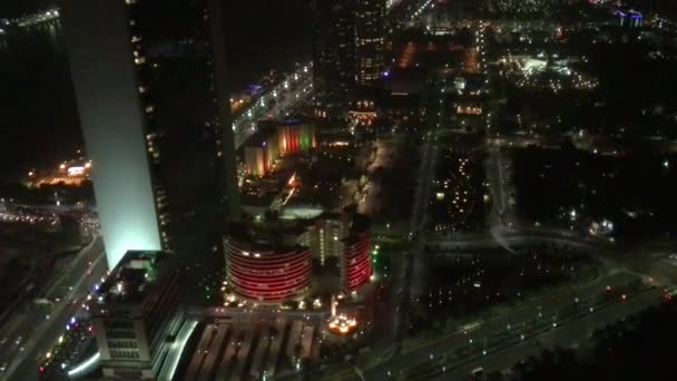 Абу Дабі Центр Міста Нічний Час Вигляд Через Вікно Uniated — стокове відео