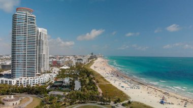 Güney Pointe Beach Miami Beach, Florda havadan görünümü.