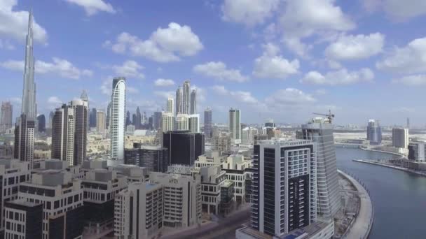 Vue Aérienne Des Gratte Ciel Centre Ville Dubaï Eau Vidéo — Video