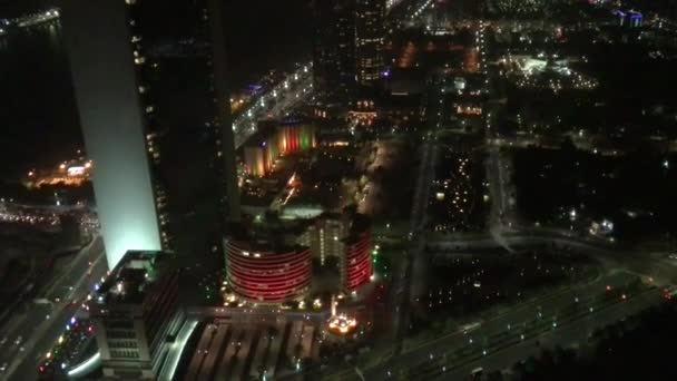 Abu Dhabi Downtown Noite Vista Através Janela Emirados Árabes Unidos — Vídeo de Stock