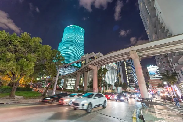 Calles Del Centro Miami Por Noche Florida —  Fotos de Stock