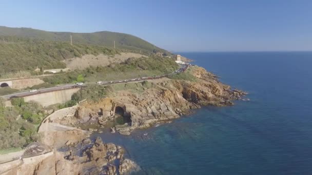 Hermosa Vista Aérea Costa Calafuria Italia Video — Vídeo de stock