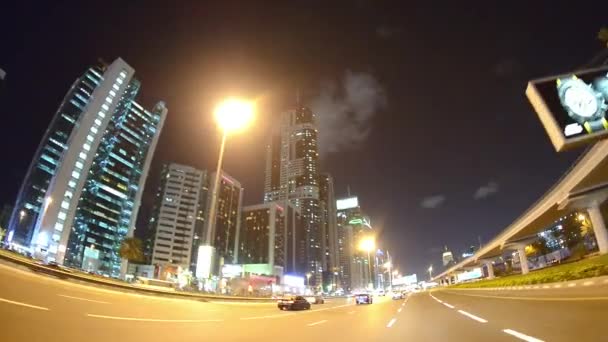 Vista Dubai Marina Rascacielos Coches Movimiento Emiratos Árabes Unidos Vídeo — Vídeos de Stock