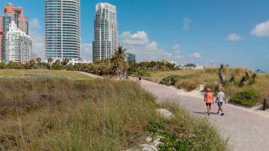 Güney Pointe Beach Miami Beach, Florda havadan görünümü.