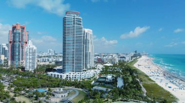 Güney Pointe Beach Miami Beach, Florda havadan görünümü.