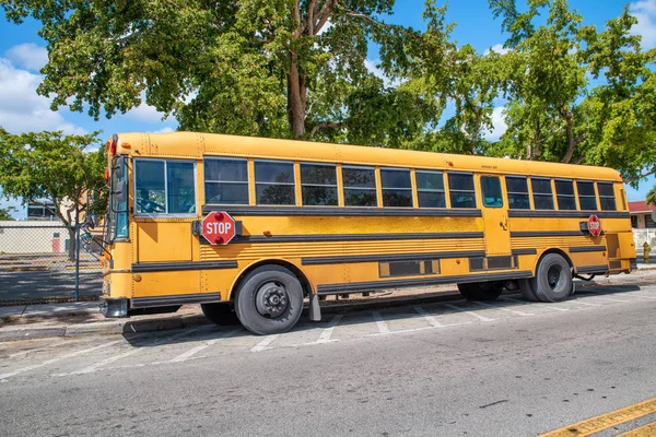 Yellow School Bus Side View États Unis — Photo