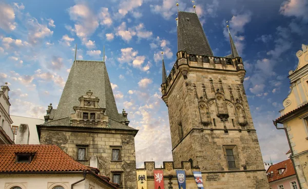 Ciel Dramatique Dessus Prague Ses Monuments République Tchèque — Photo