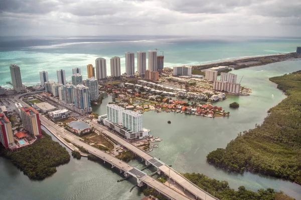 Vista Aérea Gateway Park Condominios Playa North Miami Beach —  Fotos de Stock