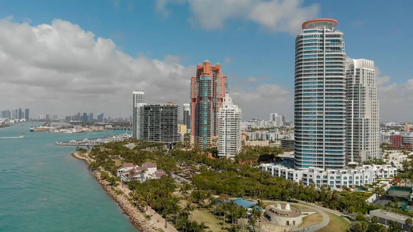 Aerial View Miami Skyline South Pointe Park Florida — Stock Photo, Image