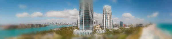 Vue Aérienne Panoramique Miami Beach South Pointe Park Crépuscule — Photo