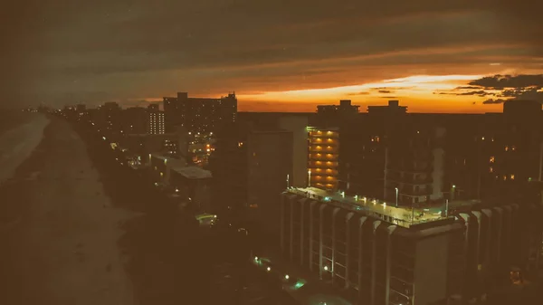 Myrtle Beach Nocy Aerial View Nad Oceanem — Zdjęcie stockowe