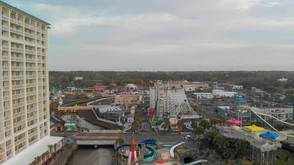 Vista Aérea Myrtle Beach Skyline Parque Luna Pôr Sol Carolina — Fotografia de Stock