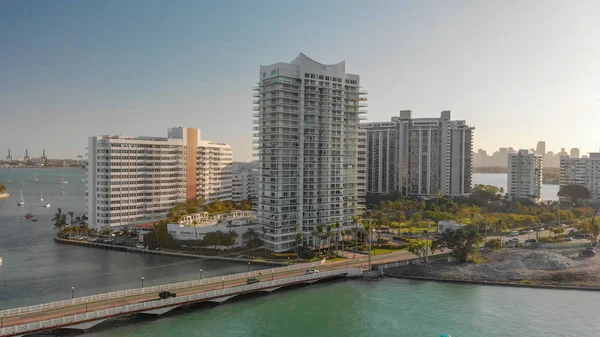 Aerial View Venetian Way Miami Beach Gibb Park Florida — Stock Photo, Image