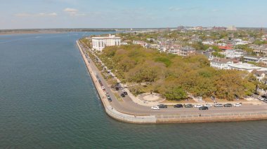 Charleston cityscape River, Güney Carolina havadan görünümü.