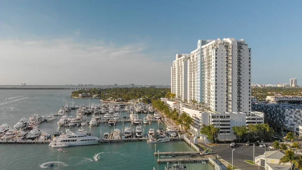 Flygfoto Över Miami Beach Och Venetianska Sätt Vid Solnedgången — Stockfoto