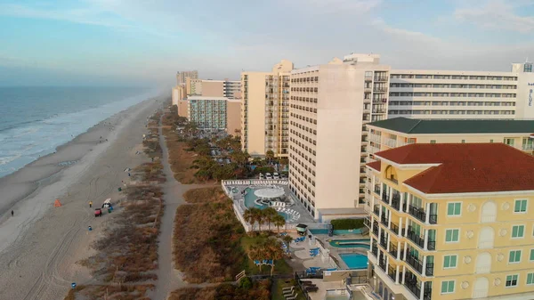 Letecký Pohled Panorama Myrtle Beach Oceánu Při Západu Slunce Jižní — Stock fotografie