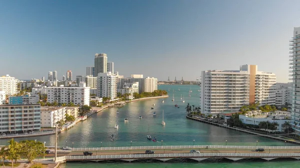 Aerial View Venetian Way Miami Beach Gibb Park Florida — Stock Photo, Image