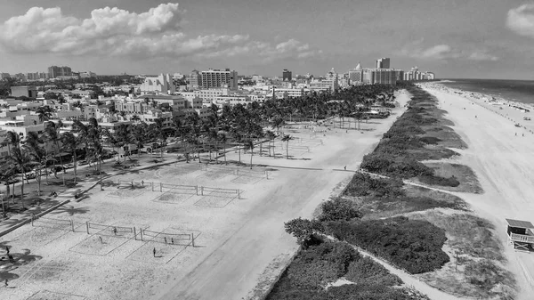 Vista Aérea Miami South Beach Ocean Drive Belo Dia — Fotografia de Stock