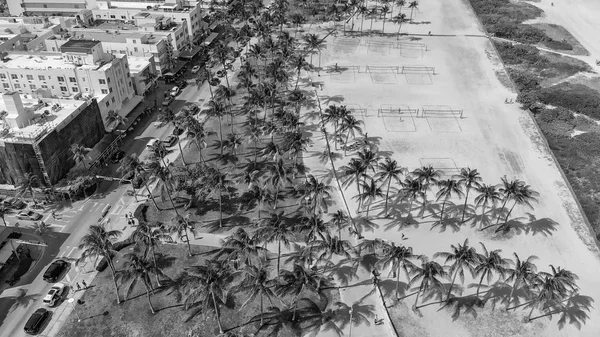 Overhead Aerial View Miami South Beach Ocean Drive Beautiful Day — Stock Photo, Image