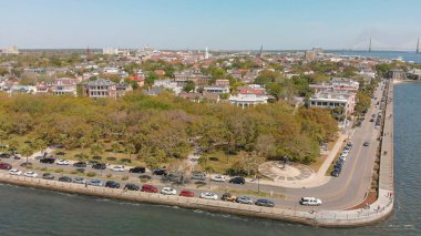 Charleston cityscape River, Güney Carolina havadan görünümü.
