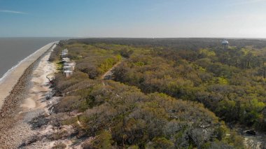 Jekylli Adası ve dalgaların karaya attığı odun Beach, Gürcistan - ABD hava aşağı doğru görünümü.