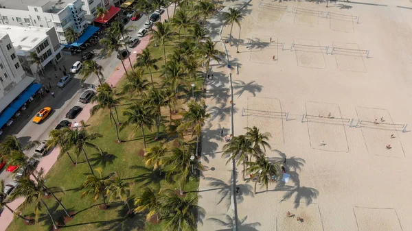 Overhead Flygfoto Över Miami South Beach Och Ocean Drive Vacker — Stockfoto