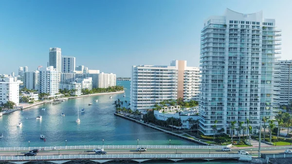 Aerial View Venetian Way Miami Beach Gibb Park Florida — Stock Photo, Image