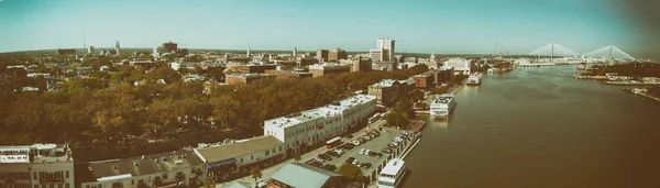 Légi Panorámát Savannah Skyline Egy Szép Napon Georgia — Stock Fotó