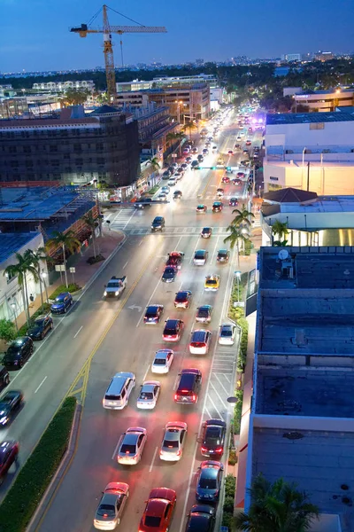Miami Beach March 2018 City Streets Aerial View Night Area — Stock Photo, Image