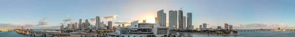 Downtown Miami Panoramisch Luchtfoto Bij Zonsondergang — Stockfoto