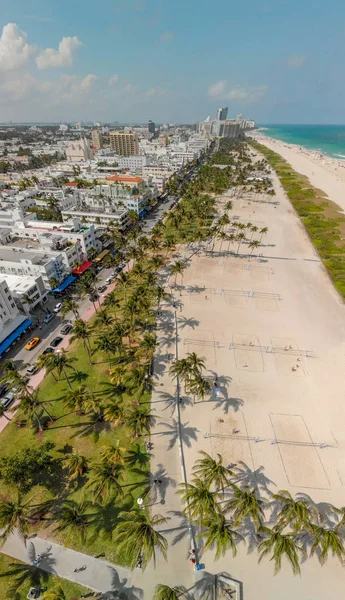 Vista Panorámica Del Parque Miami Beach Ocean Drive Desde Dron —  Fotos de Stock