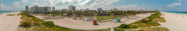 Panoramisch Luchtfoto Van Miami Beach Ocean Drive Een Mooie Dag — Stockfoto