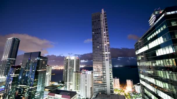 Vista Aérea Miami Skyline Noite Florida Eua Vídeo — Vídeo de Stock