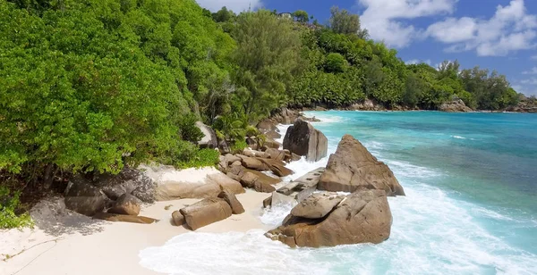 Luchtfoto van Anse best strand in Mahe', Seychellen eiland — Stockfoto