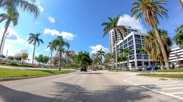 Palm Beach April 2018 Trafik Längs Stadens Gator Palm Beach — Stockfoto