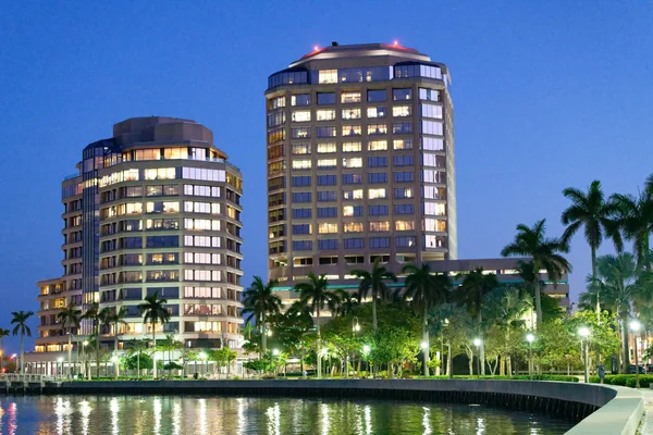 Skyline Van Nacht Van West Palm Beach Florida — Stockfoto