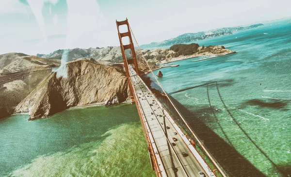 Hermosa Vista Aérea Del Puente Golden Gate San Francisco Costa —  Fotos de Stock