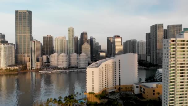 Bela Vista Dos Arranha Céus Centro Miami Brickell Key Island — Vídeo de Stock