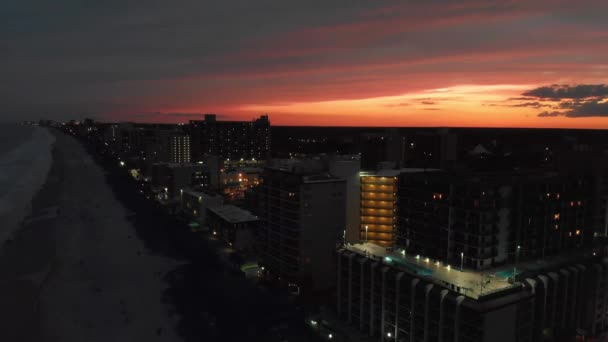 Panoramisch Uitzicht Van Myrtle Beach Bij Zonsondergang — Stockvideo