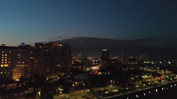 Vista Aérea Panorámica Atardecer Del Horizonte West Palm Beach Florida — Vídeo de stock