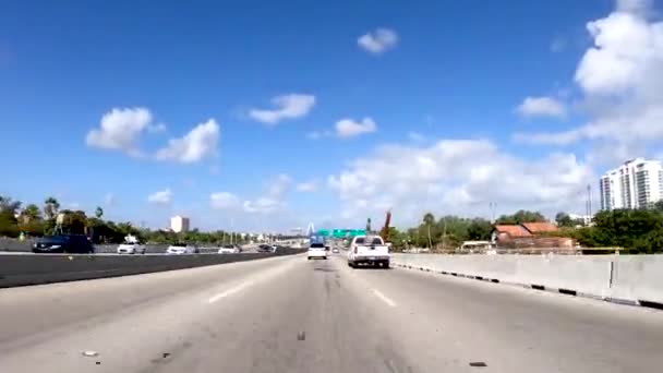 Prachtig Uitzicht Miami Downtown Wolkenkrabbers Verkeer Florida Usa Video — Stockvideo