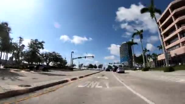 Panorámás Naplemente Légi Felvétel Palm Beach Utcában Florida Usa Nézd — Stock videók