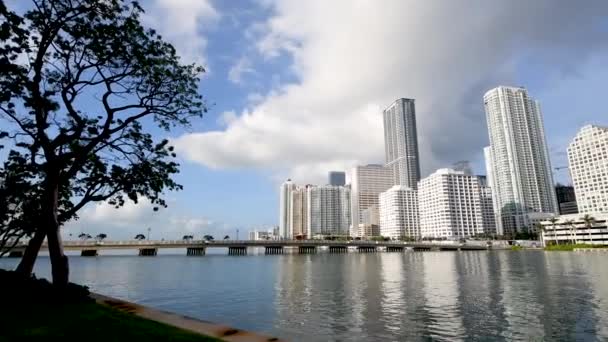 Güzel Manzara Gökdelenlerin Miami Şehir Brickell Anahtar Island Florida Abd — Stok video