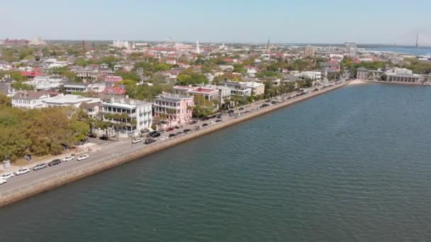 Panoramisch Luchtfoto Van Charleston Skyline South Carolina Usa — Stockvideo