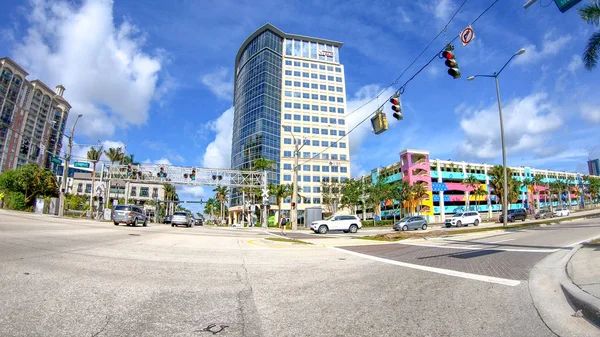 Palm Beach April 2018 Trafik Längs Stadens Gator Palm Beach — Stockfoto