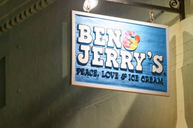 St Augustine, 8 Nisan 2018: Ben ve Jerry's dondurma Dükkanı St Augustine. Ben ve onların ürünler GDO ücretsiz yapmayı taahhüt Jerrys.