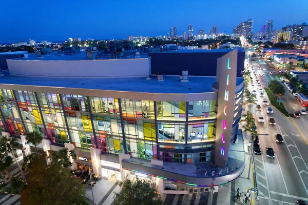 Miami Beach Mars 2018 Lincoln Mall Flygfoto Natten Detta Område — Stockfoto