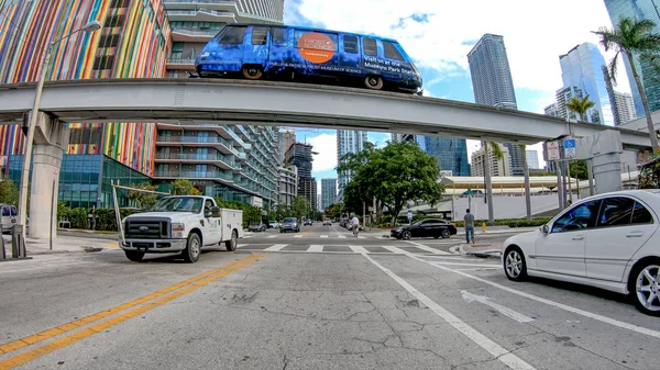 Miami April 2018 Verkehr Der Innenstadt Miami Zieht Jährlich Millionen — Stockfoto