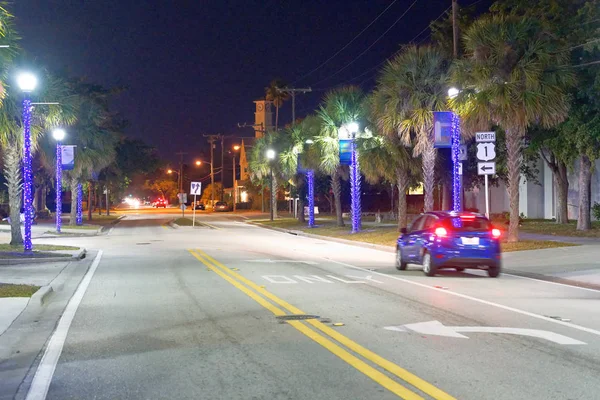 Royal Palm Way at night, Palm Beach - Florida.